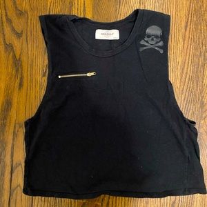 Soulcycle Crop Muscle Workout Zipper Pocket Tank